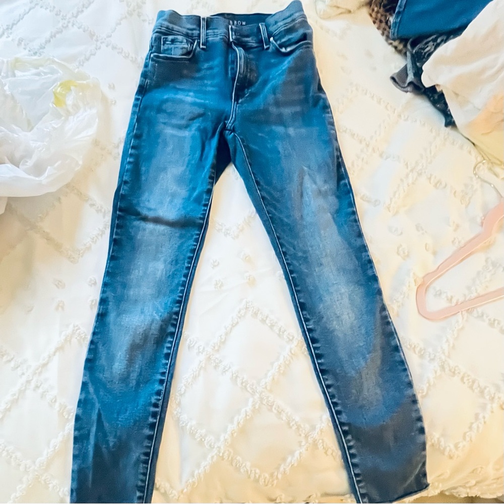 High Rise Blue Jeans with Slim Fit